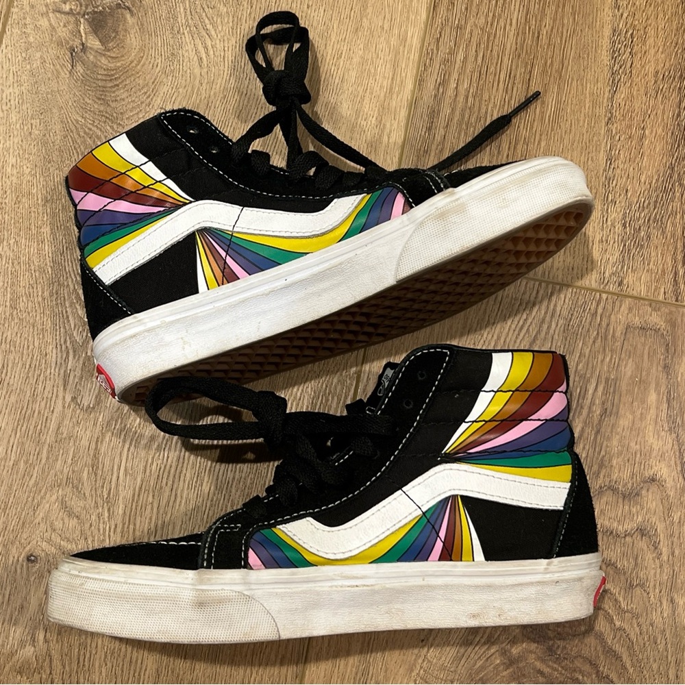 Vans men’s 4.5 womens 6 unisex kids Black Multicolor High-Top Sneakers - Picture 2 of 9
